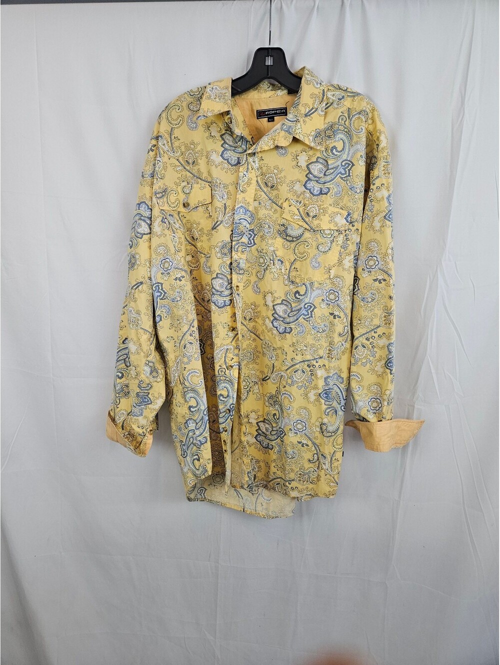 Roper Men's Yellow Paisley Long Sleeve Western Shirt XLT